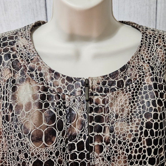 Elementz Full Zip Faux Leather Long Sleeve Reptile Print Jacket - Picture 5 of 7